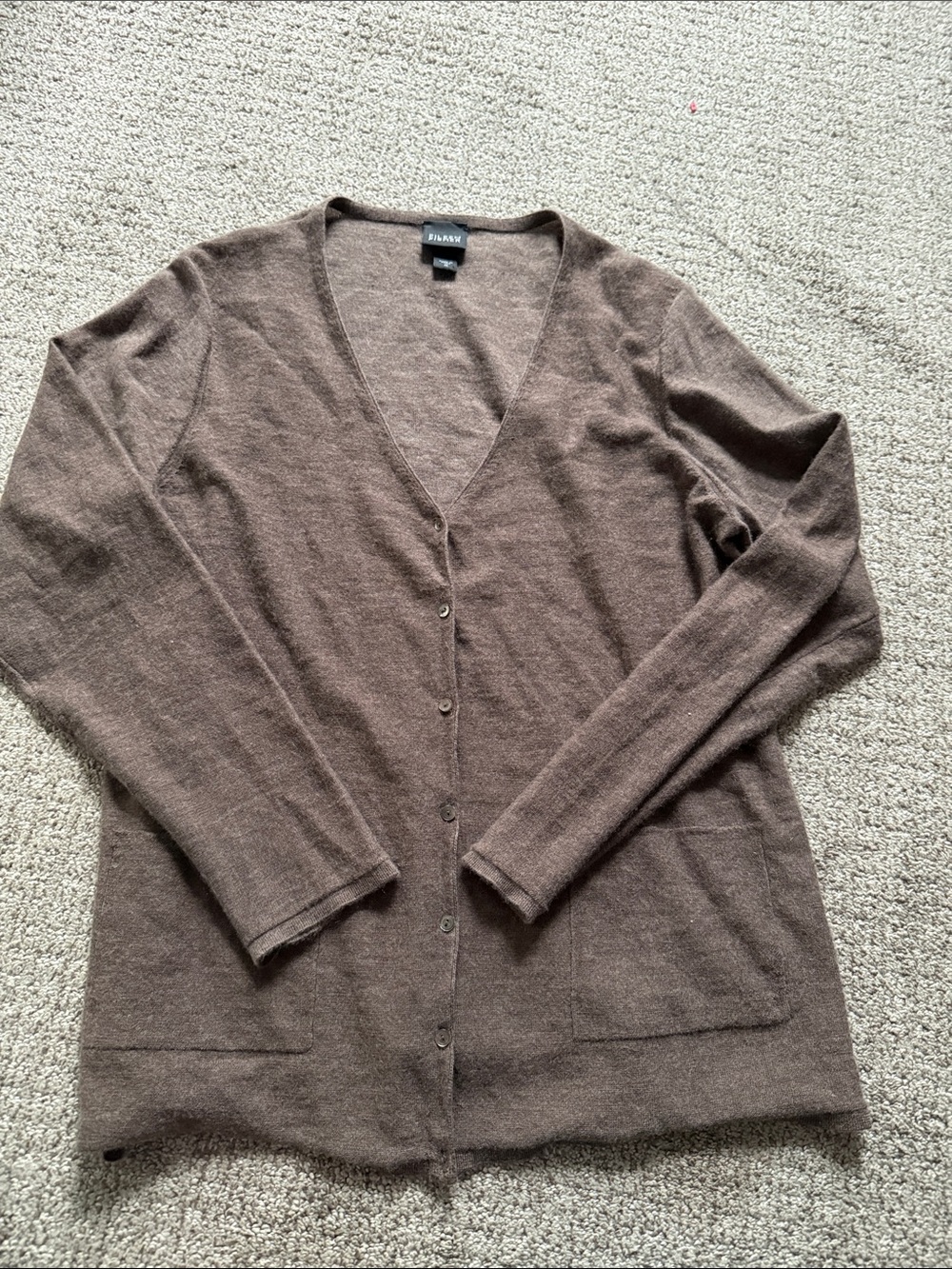 Eileen Fisher Brown V-Neck Button cashmere Cardigan
